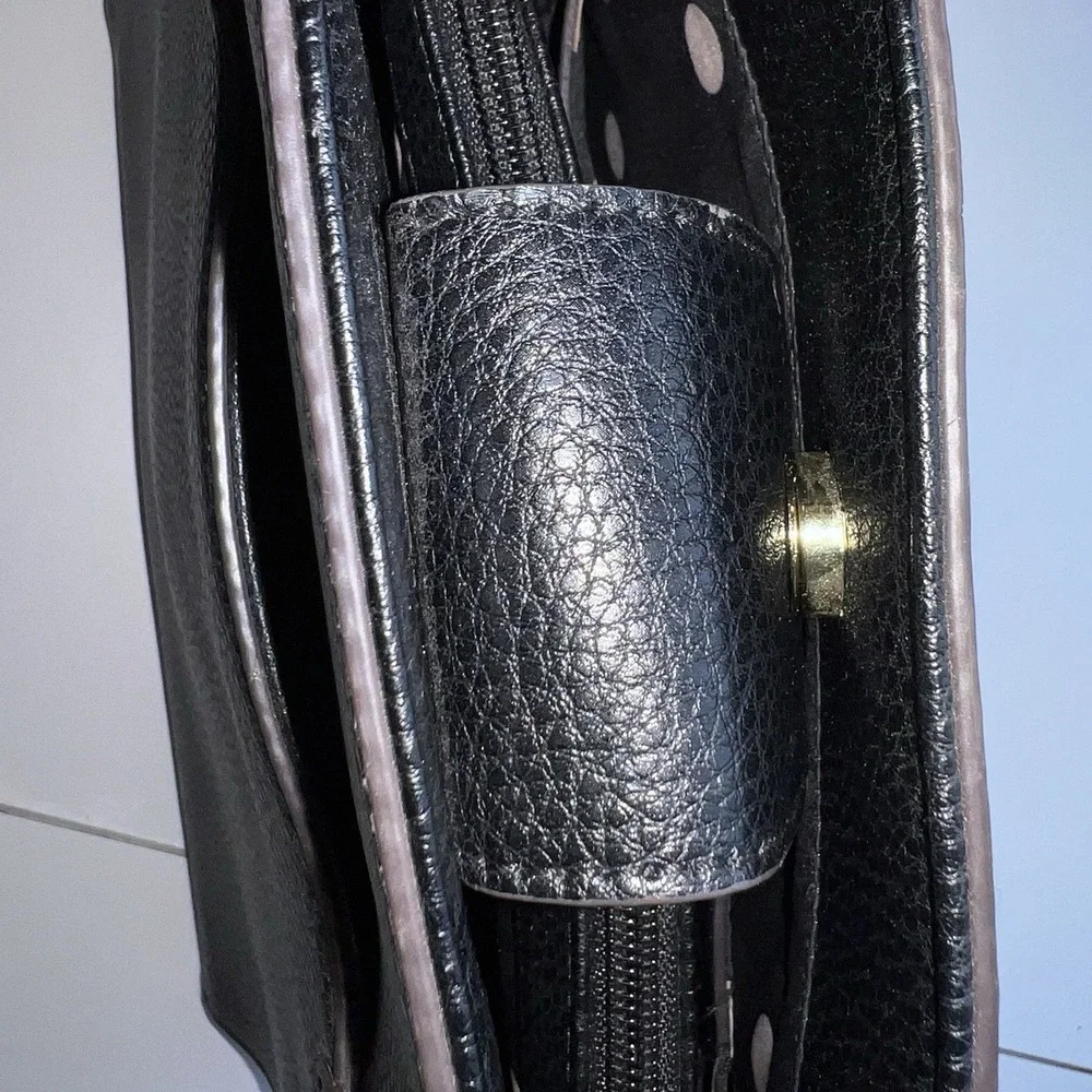 Anne Klein Perfect Shopper Large Tote Shoulder Bag Faux Leather Black